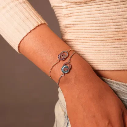 Mother & Daughter Birthstone Unbreakable Bond Linking Circles Bracelet