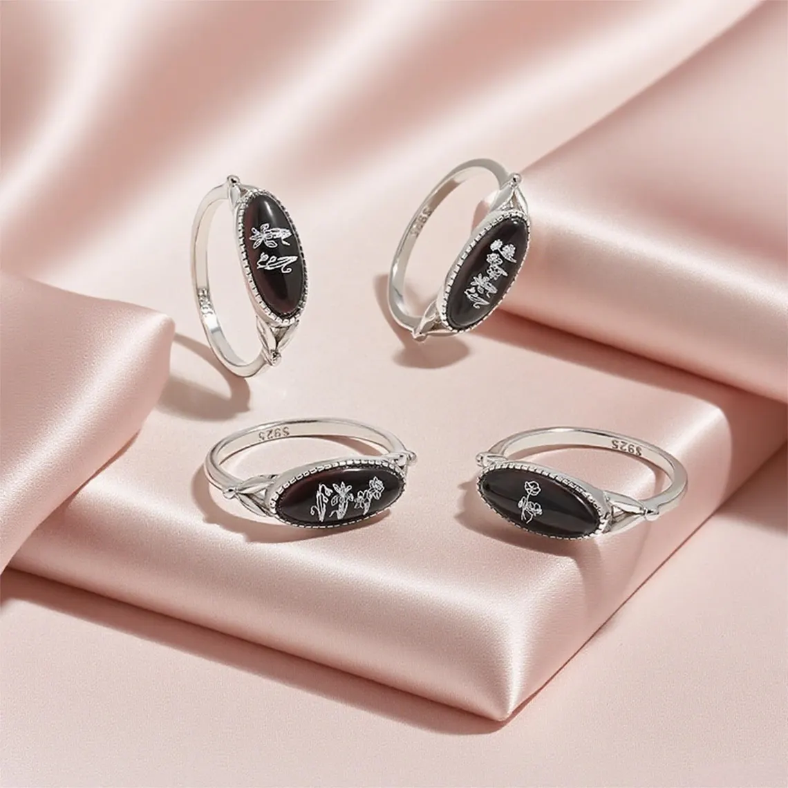 Mom's Gift Birth Flower Ring - No Rain No Flowers - Never Forget That Mom Raised Me