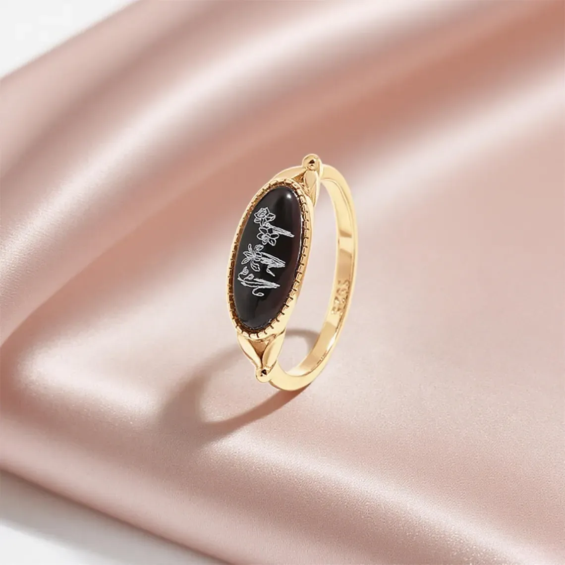 Mom's Gift Birth Flower Ring - No Rain No Flowers - Never Forget That Mom Raised Me