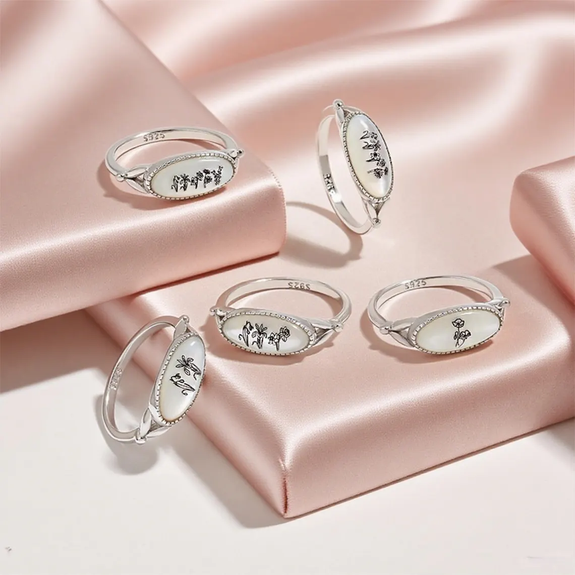 Mom's Gift Birth Flower Ring - No Rain No Flowers - Never Forget That Mom Raised Me