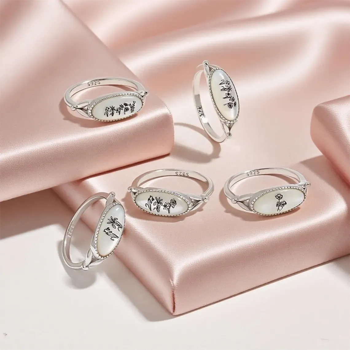 Mom's Gift Birth Flower Ring - No Rain No Flowers - Never Forget That Mom Raised Me