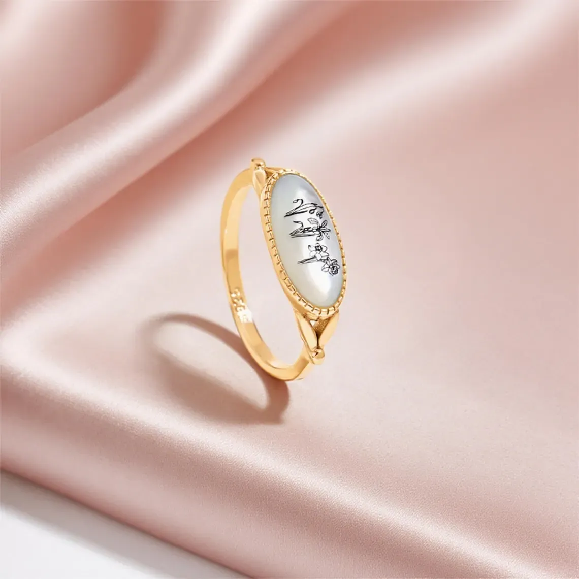 Mom's Gift Birth Flower Ring - No Rain No Flowers - Never Forget That Mom Raised Me