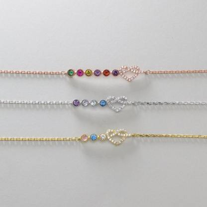 Birthstone Dainty Family Infinity Bracelet with Heart for your lover, Gift for Mum, Birthday Gift, Christmas Gift, Gemstone Bracelet