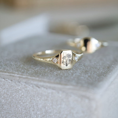 Mom's Gift Birth Flower Ring - No Rain No Flowers - Never Forget That Mom Raised Me