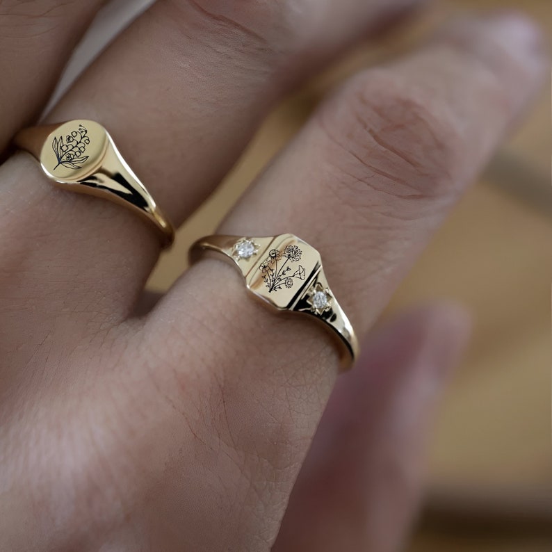 Mom's Gift Birth Flower Ring - No Rain No Flowers - Never Forget That Mom Raised Me