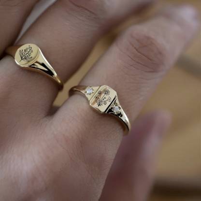 Mom's Gift Birth Flower Ring - No Rain No Flowers - Never Forget That Mom Raised Me