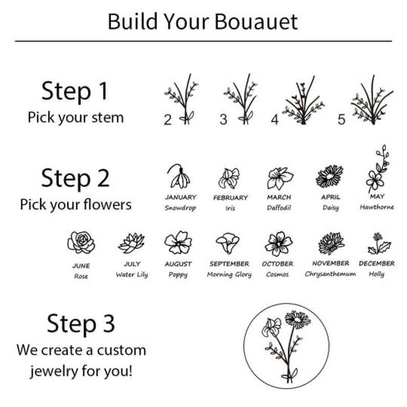 Birth Flower Customized Family Memorial Diamond Ring