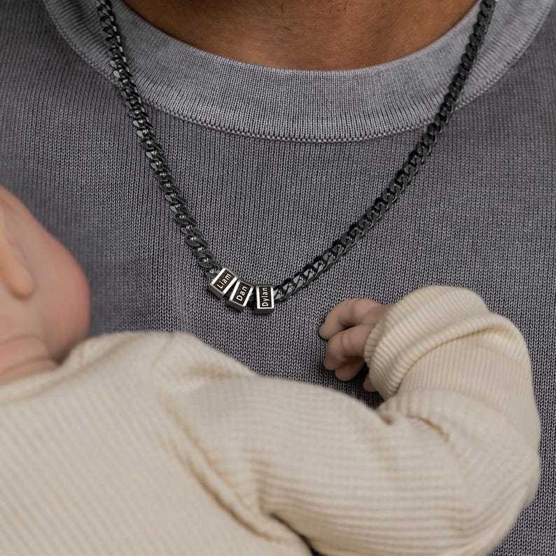 Customized Bead Name Cuban Necklace For Father