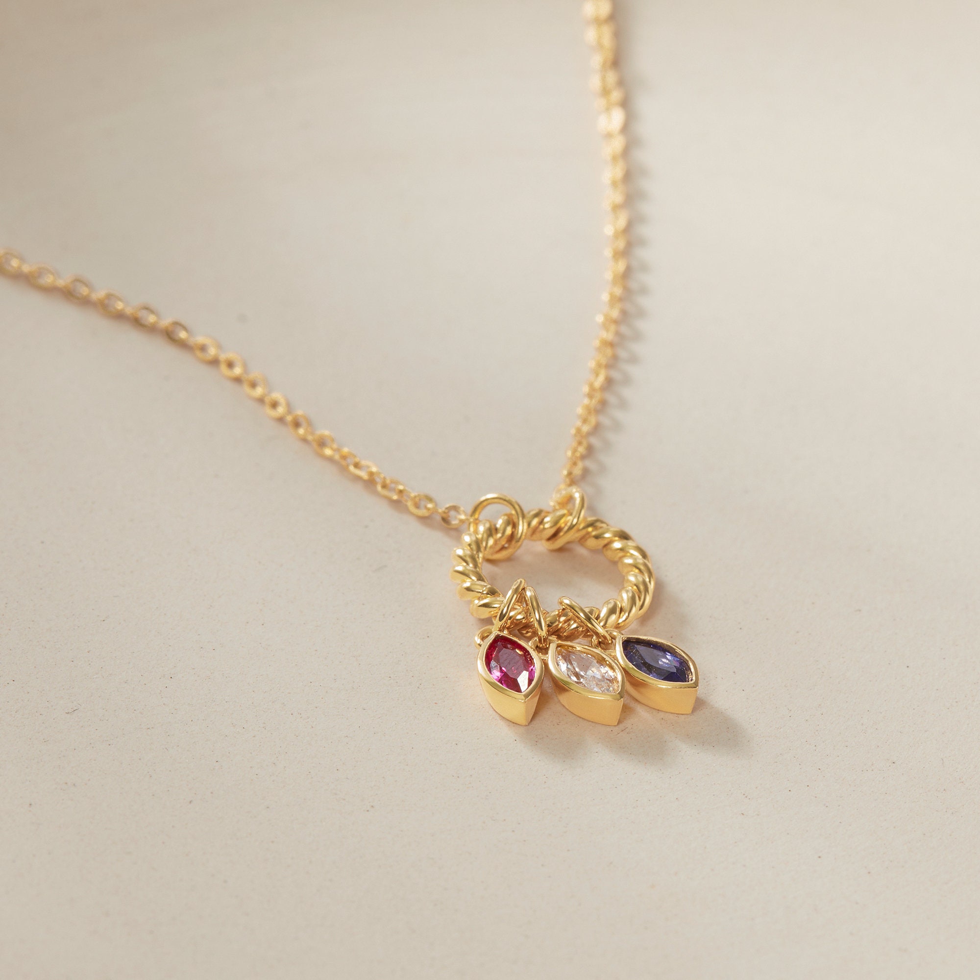 Mother's Day Gift Multiple Family Birthstone Necklace