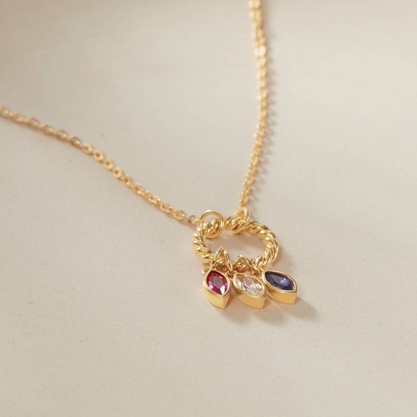 Mother's Day Gift Multiple Family Birthstone Necklace