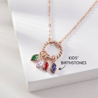 Mother's Day Gift Multiple Family Birthstone Necklace
