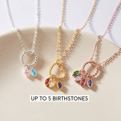 Mother's Day Gift Multiple Family Birthstone Necklace