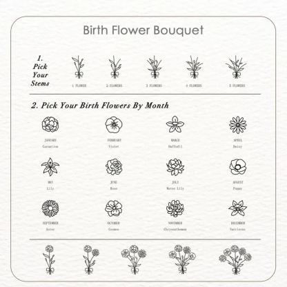 Family Birth flower Necklace, Multiple Birth Flower Bouquet Necklace, Personalized Birthday Gifts, Birth Month Flower Necklace, Gift for her