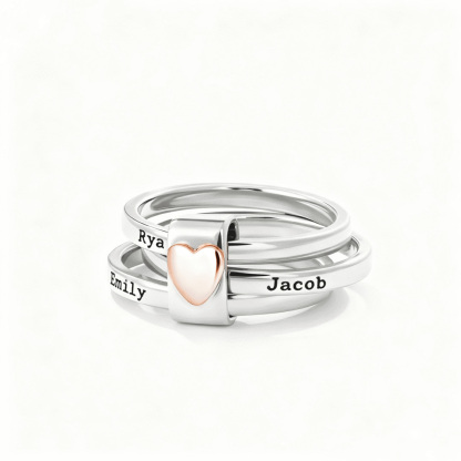 Mom's Heart Binds Children Together - Mother's Gift Personalized 2~7 Name Ring