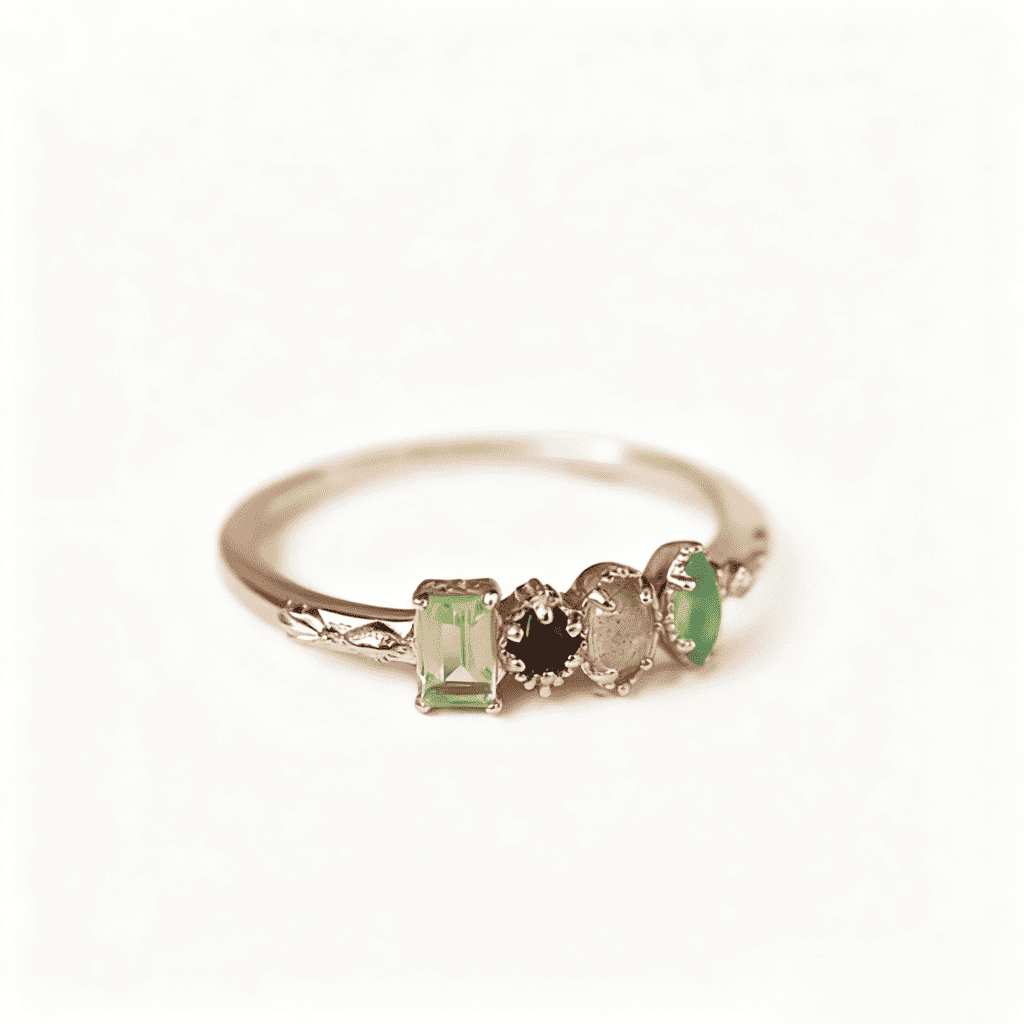 New Arrival Personalized Birthstone Mom's Gift Hand-hammered Ring