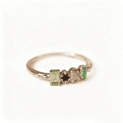 New Arrival Personalized Birthstone Mom's Gift Hand-hammered Ring