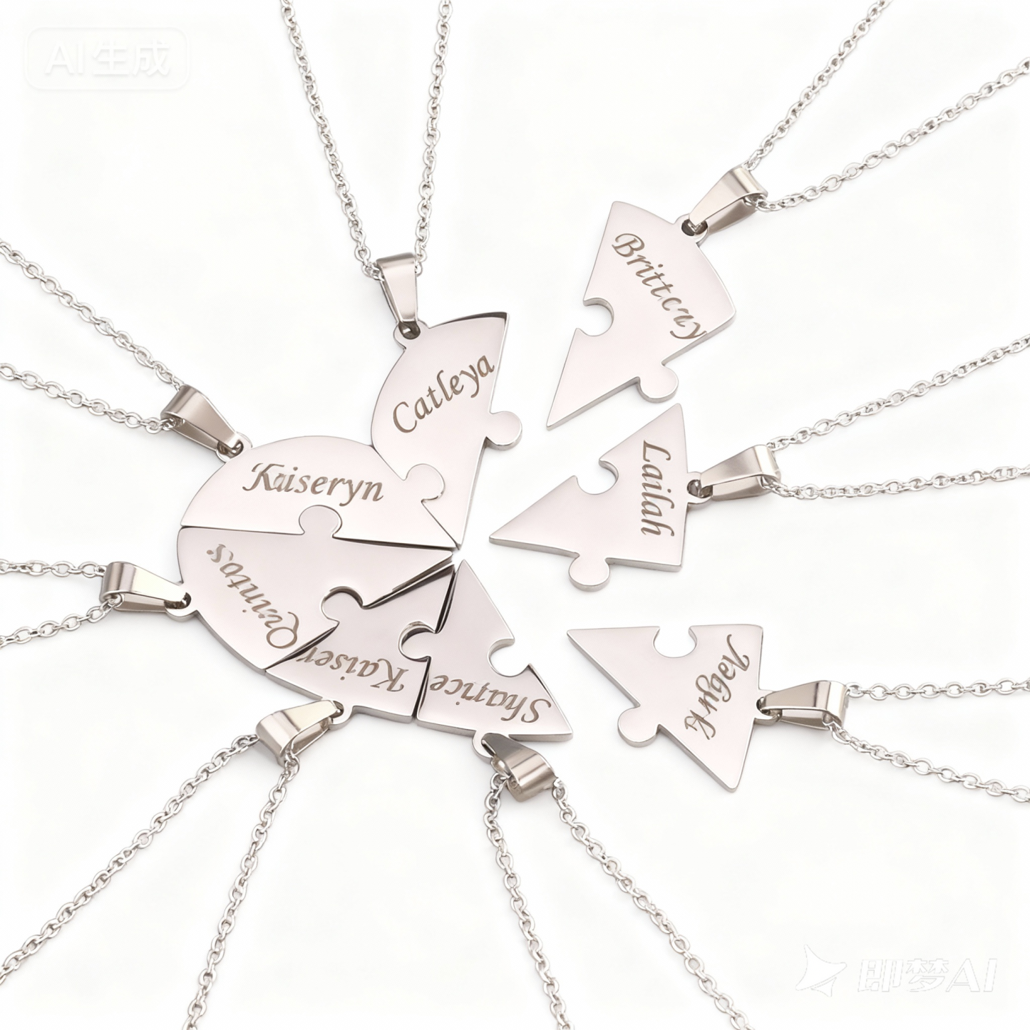 Mother's Day Gift Family/Sibling/BFF Gift Personalized Heart Puzzle Pieces Necklace or Keychain