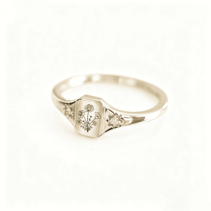 Birth Flower Customized Family Memorial Diamond Ring