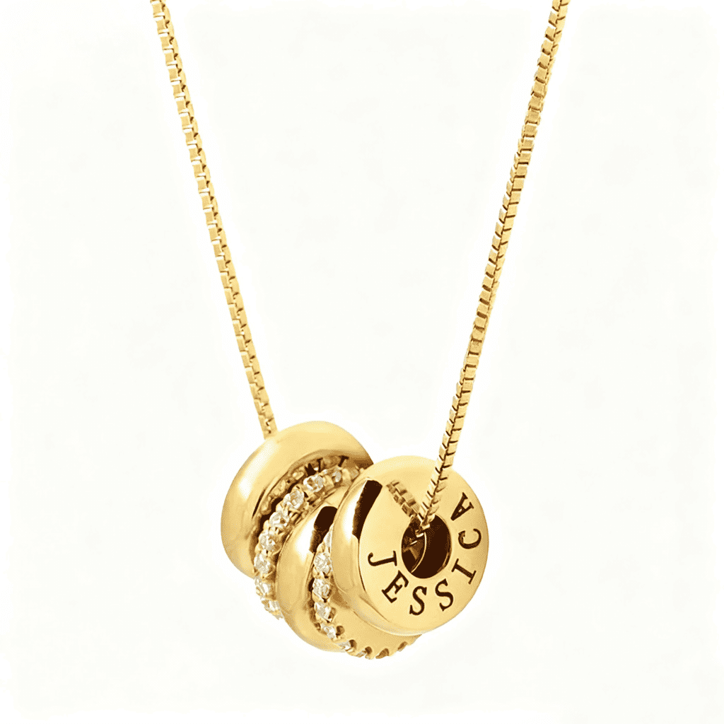 Diamond Family Engraved Pendant Personalized 2-8 Names Necklace