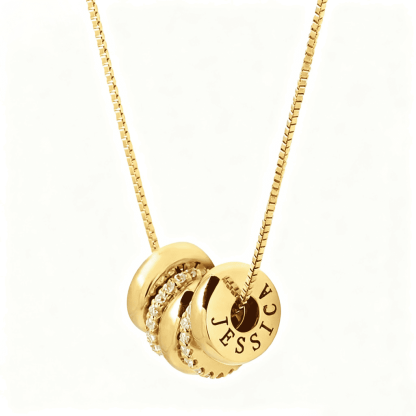 Diamond Family Engraved Pendant Personalized 2-8 Names Necklace