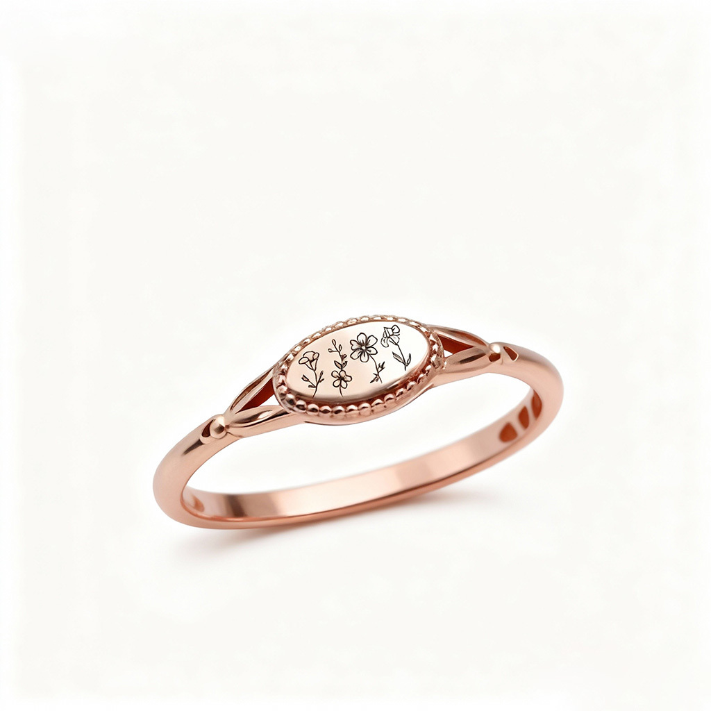 925 Sterling Silver Personalized Birth Flower Ring Wildflower Ring Gift for Mother