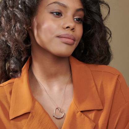 Love Heart Pendant Necklace With Custom Name Beads