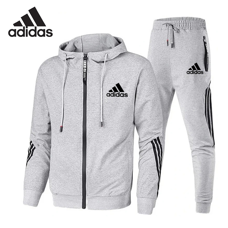 Adidas丨2-dijelni sportski komplet, udoban za trčanje, sportska odjeća s patentnim zatvaračem