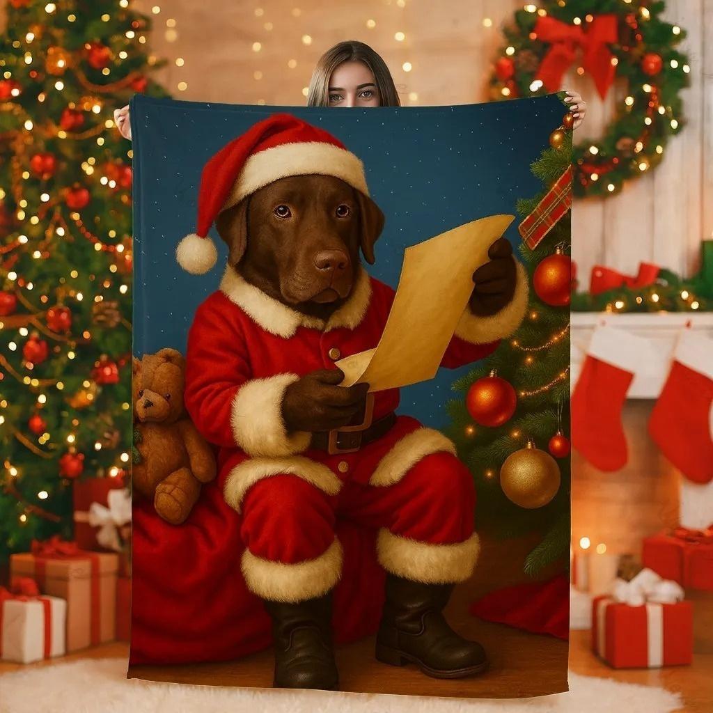 （水印）Custom Christmas Pet Art Portrait Blanket