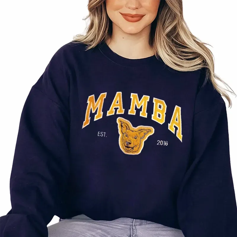 Personalized Embroidered Pet Sweatshirt with Portrait From Photo and Name, Gifts For Pet Owners