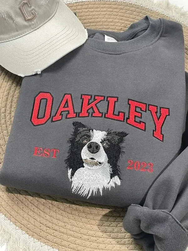 Personalized Embroidered Pet Face and Name Est T-shirt Keepsake Gift for Pet Lovers