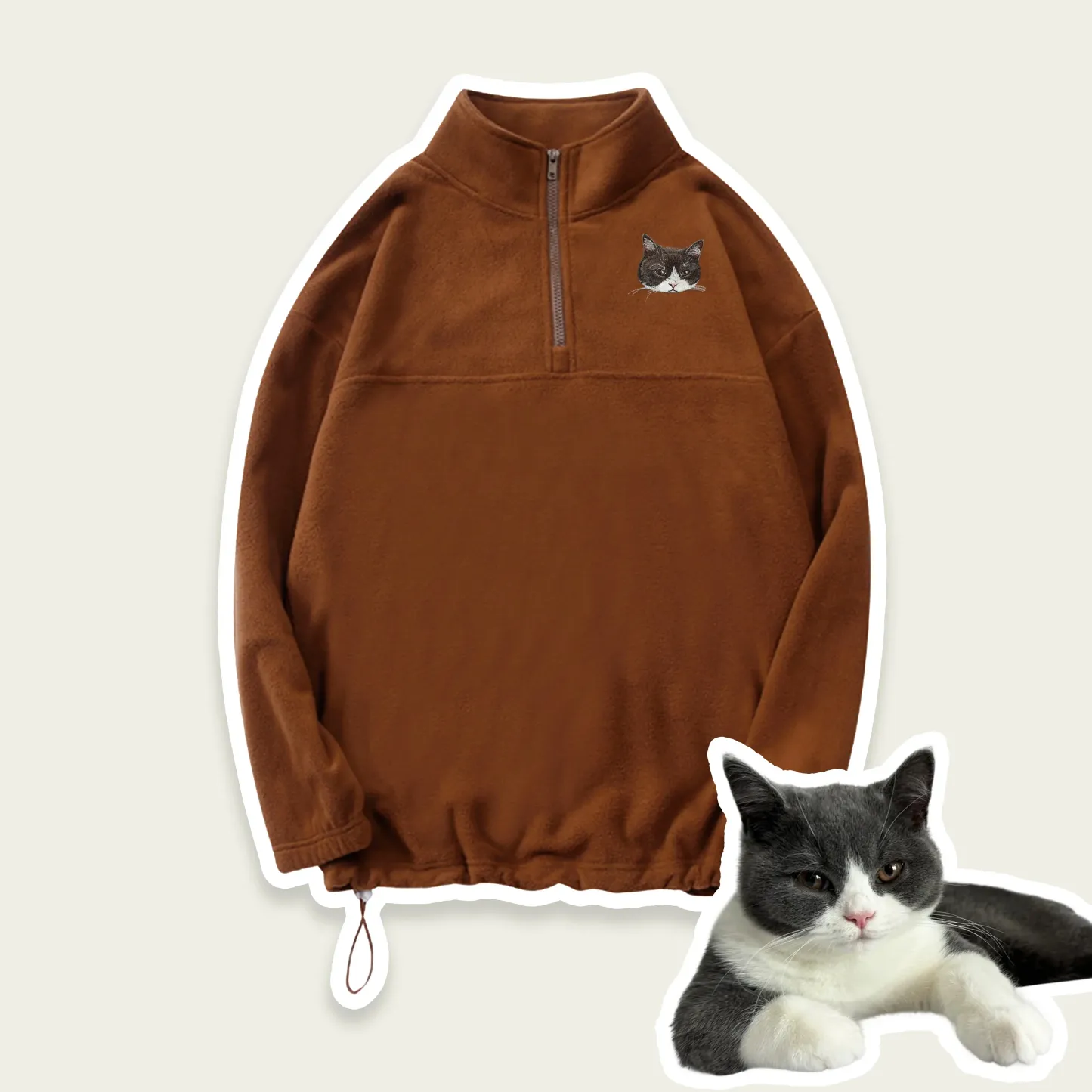 Custom Pet Face Embroidered  Sherpa Jacket