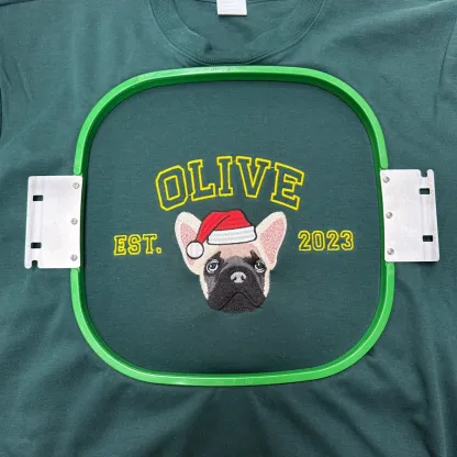 Custom Pet Face Embroidered Christmas Sweatshirt, Christmas Gift For Pet Lovers