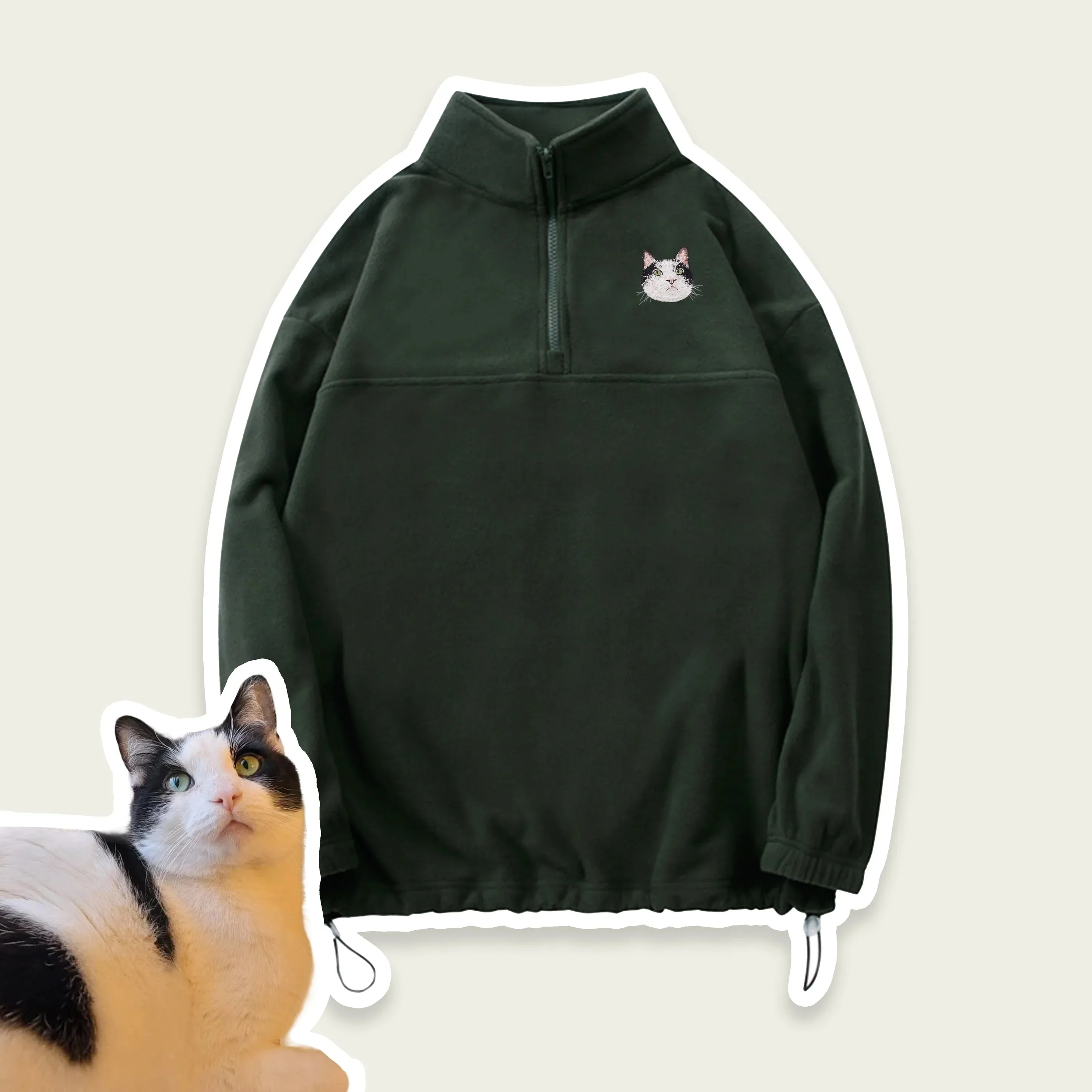 Custom Pet Face Embroidered  Sherpa Jacket