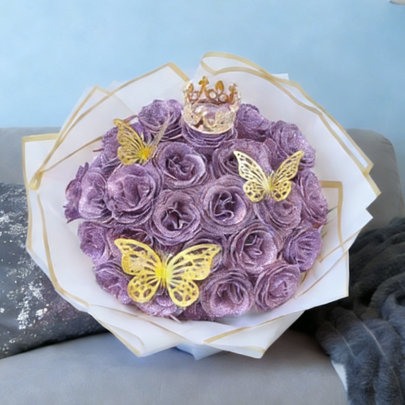 Glitter Rose Bouquet Couple Glitter Everlasting Rose Bouquet (Never Wither)