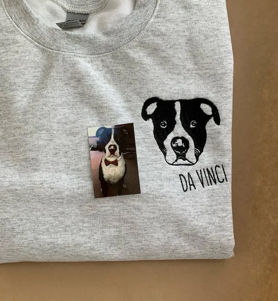 Personalized Dog Sweatshirts for Humans with Custom Embroidered Dog Face and Dog Name