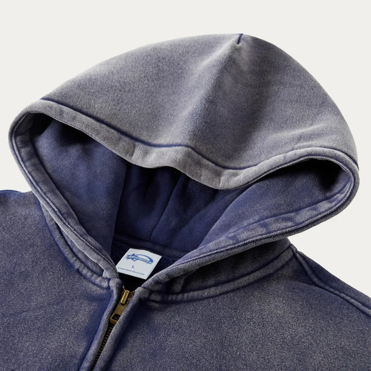 Custom Pet Embroidered Vintage Zip-Up Hoodie