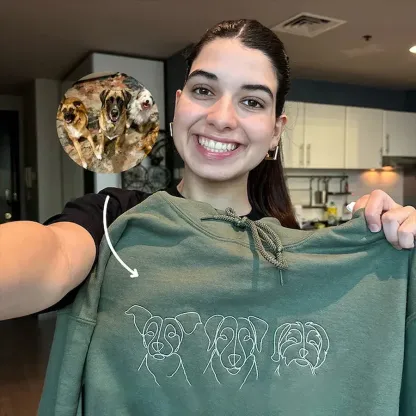 Custom Embroidered Hoodie,Pet Face Sketch Embroidery