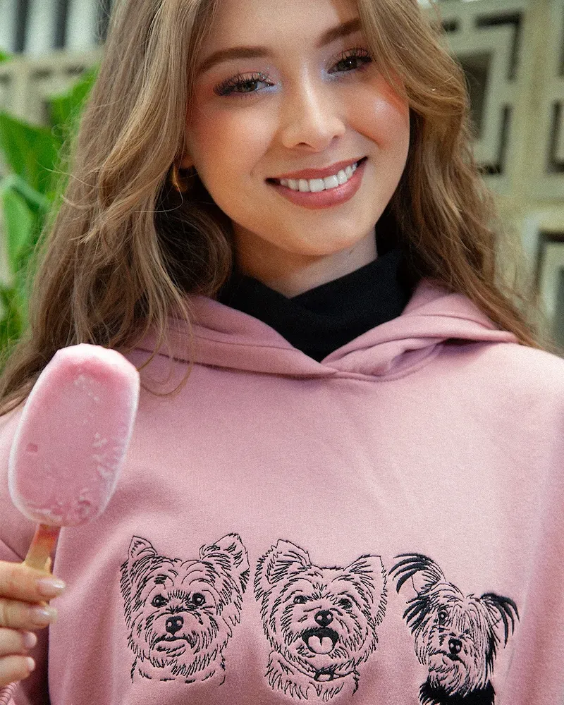 Custom Embroidered Pet Face T-shirt,Personalized hoodie embroidered with multiple pets