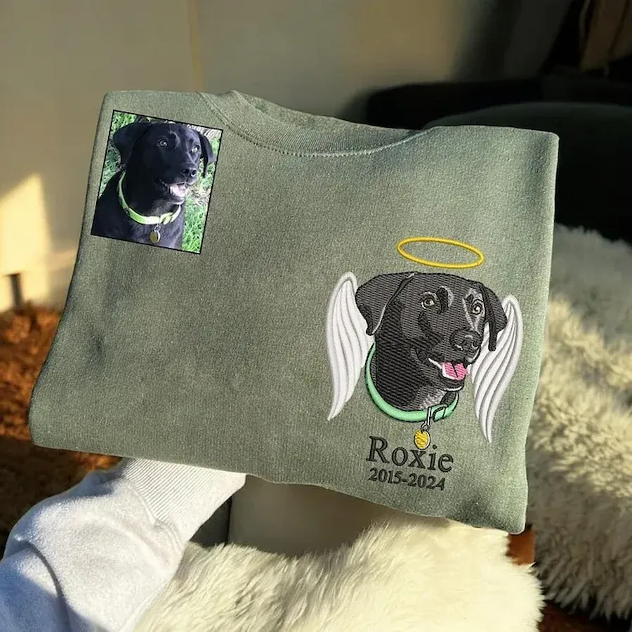 Custom Pet Loss Embroidered Sweatshirt, Pet Memorial Embroidered T-shirt Sweatshirt Hoodie