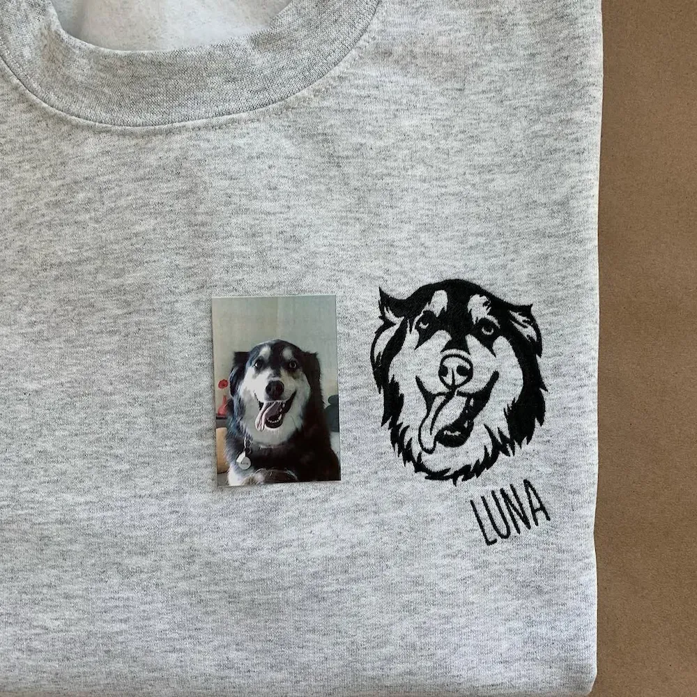 Custom Embroidered Pet Face Tee, Sweatshirt, Hoodie