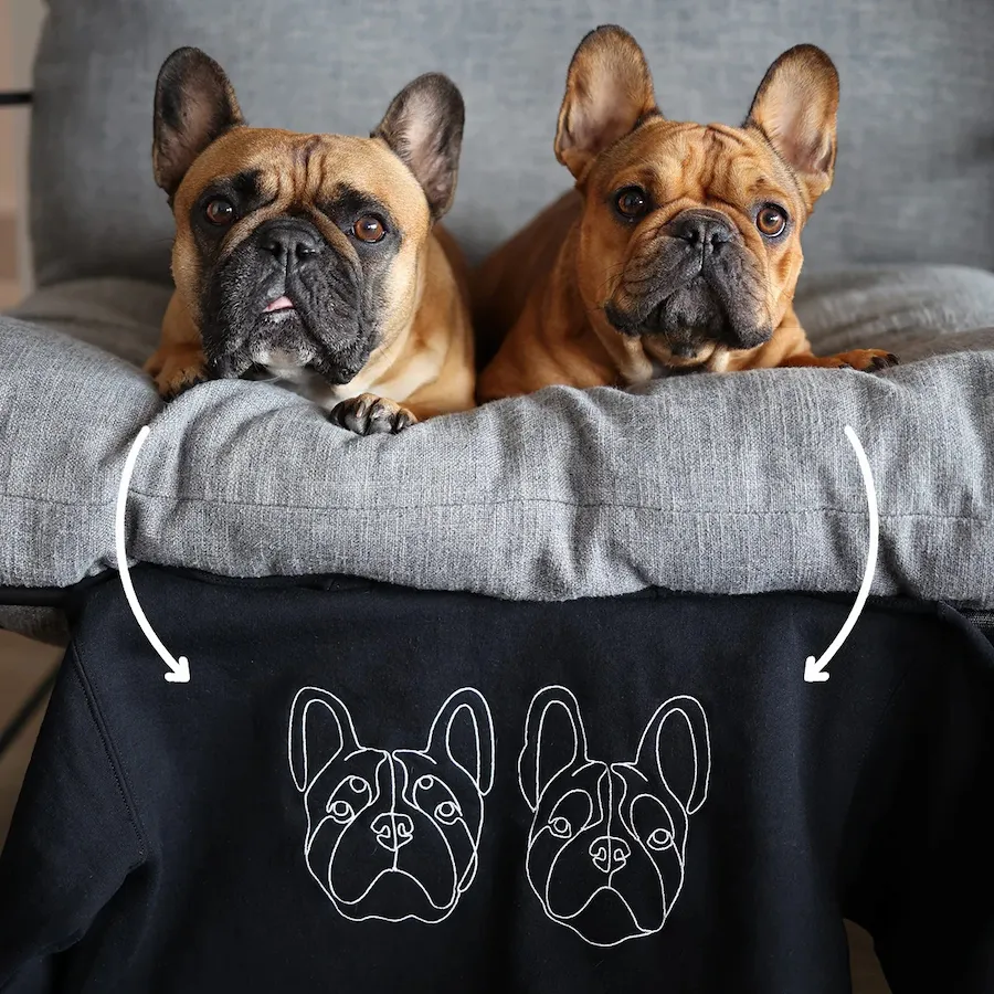 Custom Embroidered Hoodie,Pet Face Sketch Embroidery