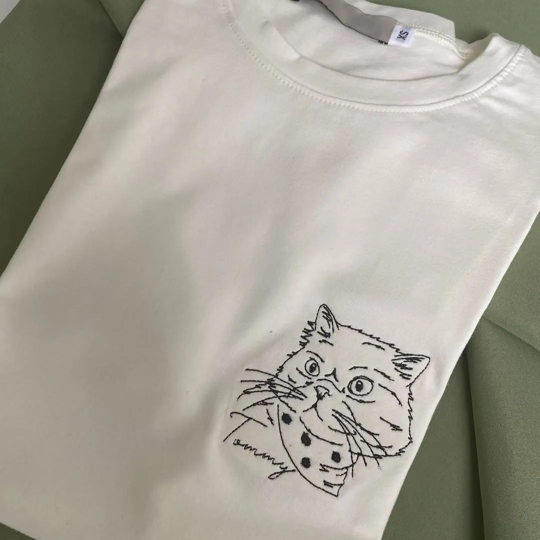 Custom Embroidered Pet Face T-shirt,Personalized hoodie embroidered with multiple pets