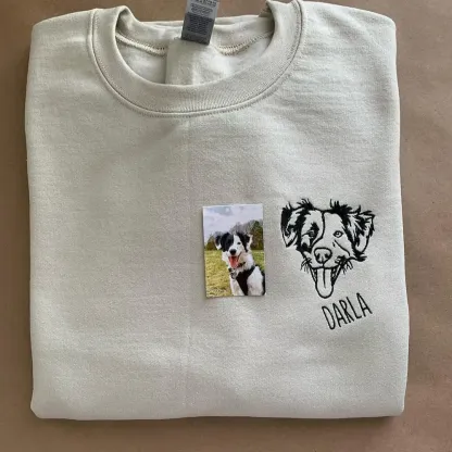 Personalized Dog Sweatshirts for Humans with Custom Embroidered Dog Face and Dog Name