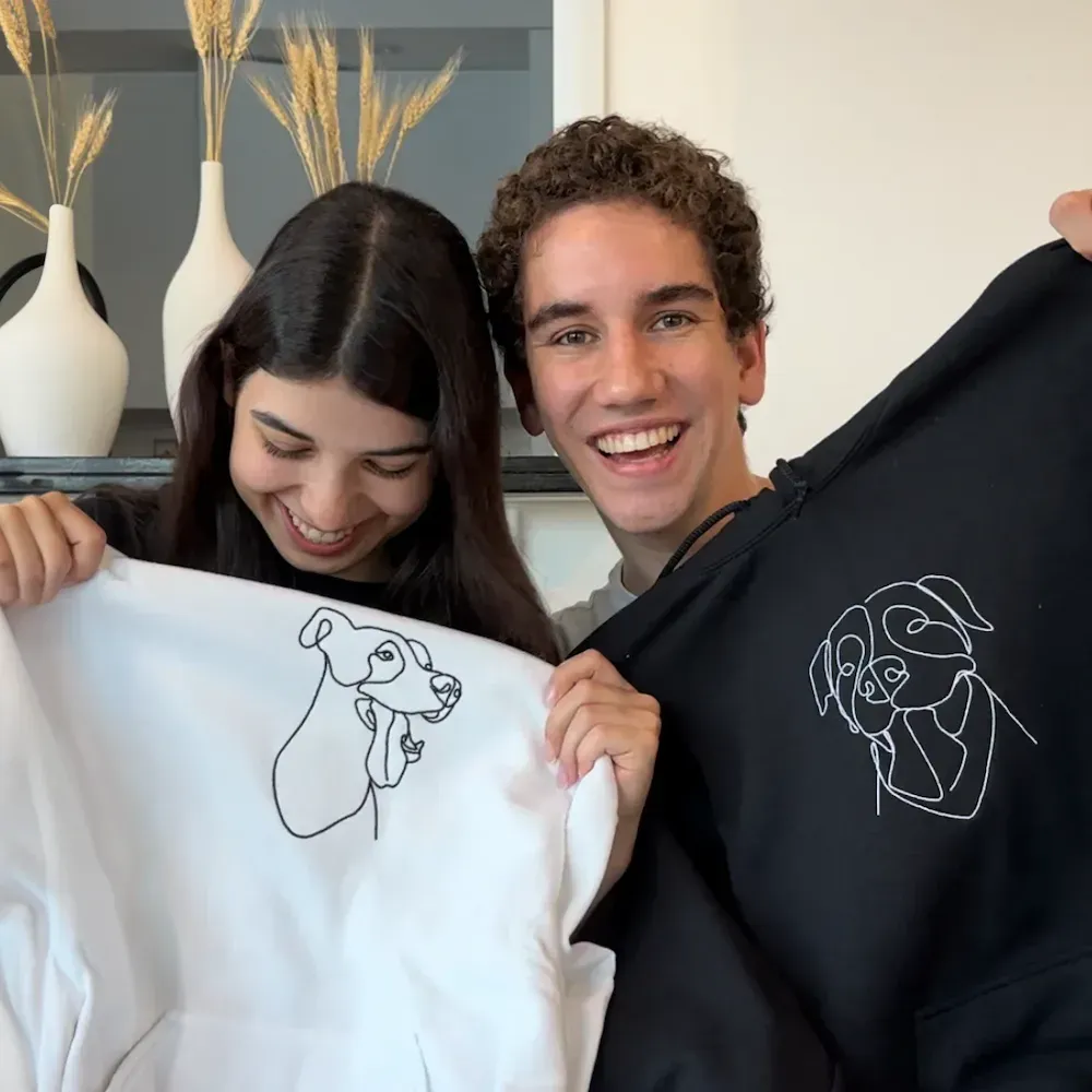 Custom Embroidered T-shirt,Hoodie,Pet Face Sketch Embroidery