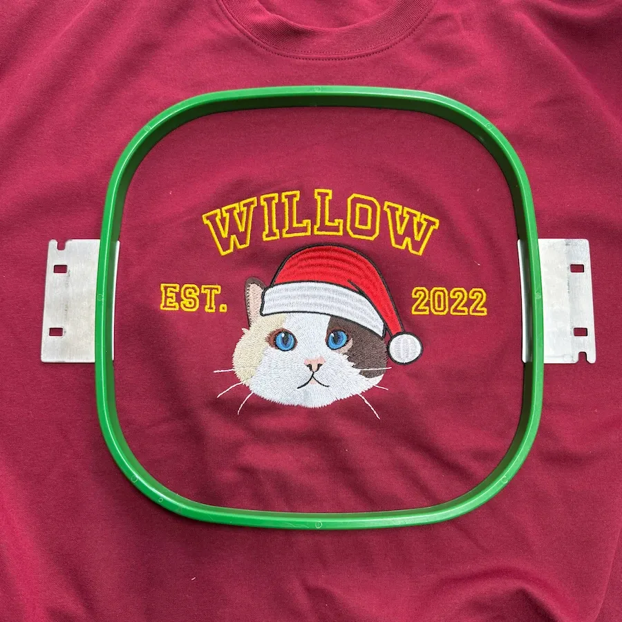 Custom Pet Face Embroidered Christmas Sweatshirt, Christmas Gift For Pet Lovers