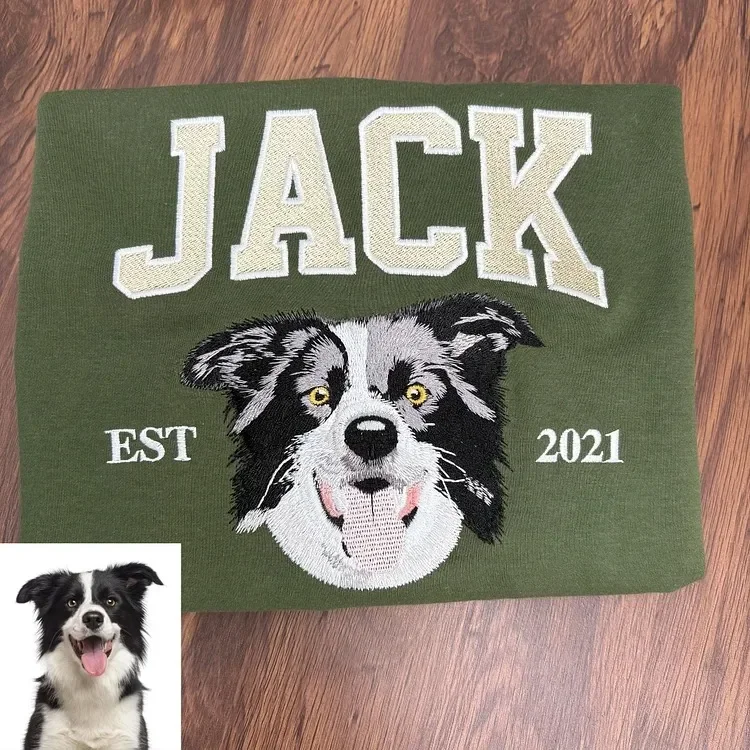 Personalized Embroidered Pet Face and Name Est T-shirt Keepsake Gift for Pet Lovers