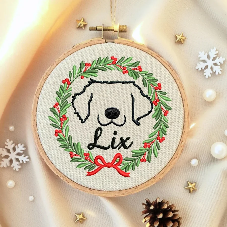 Embroidered Pet Ears Christmas Ornament Custom Pet Portrait Christmas Keepsake Gift For Dog Cat Pet Lovers