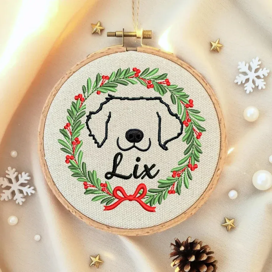Embroidered Pet Ears Christmas Ornament Custom Pet Portrait Christmas Keepsake Gift For Dog Cat Pet Lovers