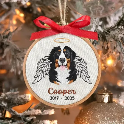 Custom Embroidered Pet Portrait Christmas Ornament Gift For Dog Cat Owners Pet Lovers