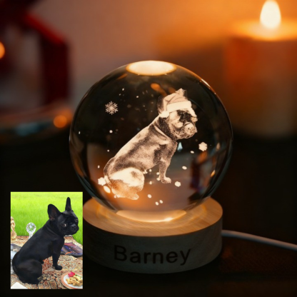 Custom Pet Photo Sketch Style Christmas Atmosphere Crystal Ball